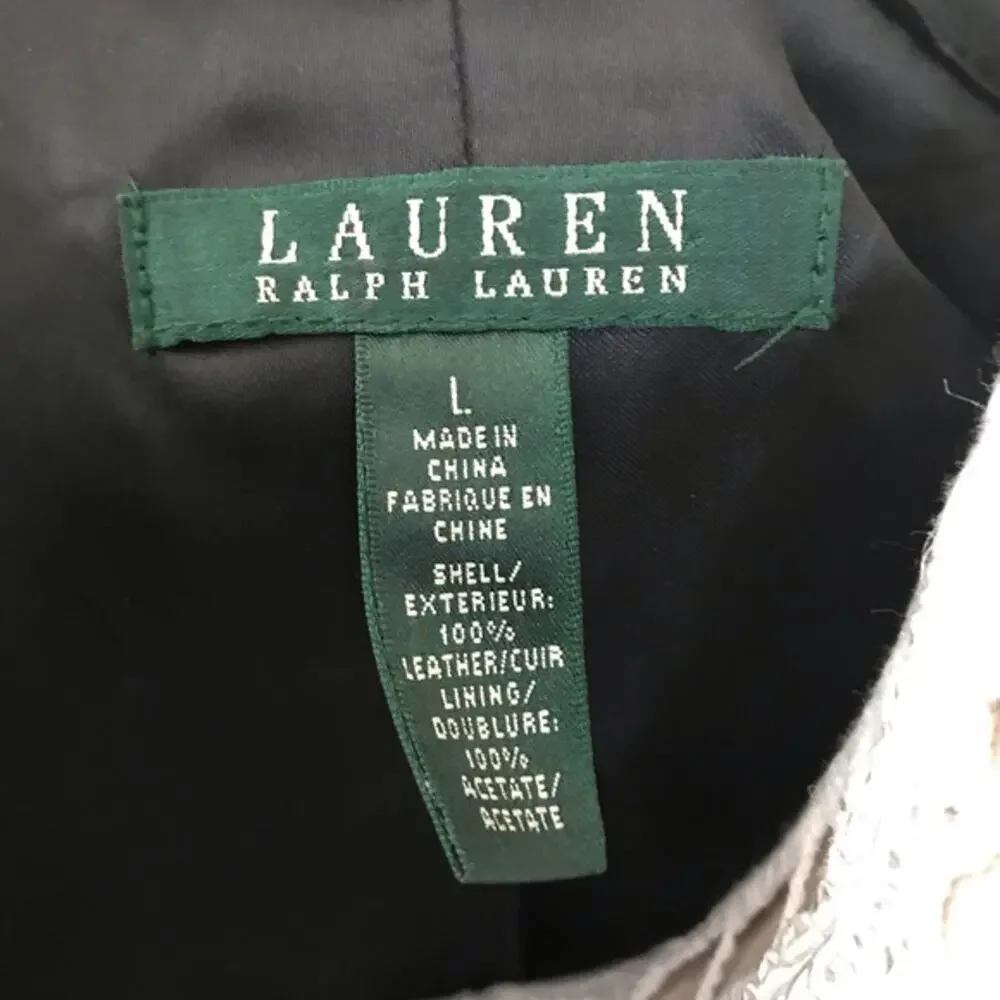 Ralph Lauren Genuine 100% Soft Leather Motorcycle Moto Beverly Jacket Size LARGE - Picture 8 of 8